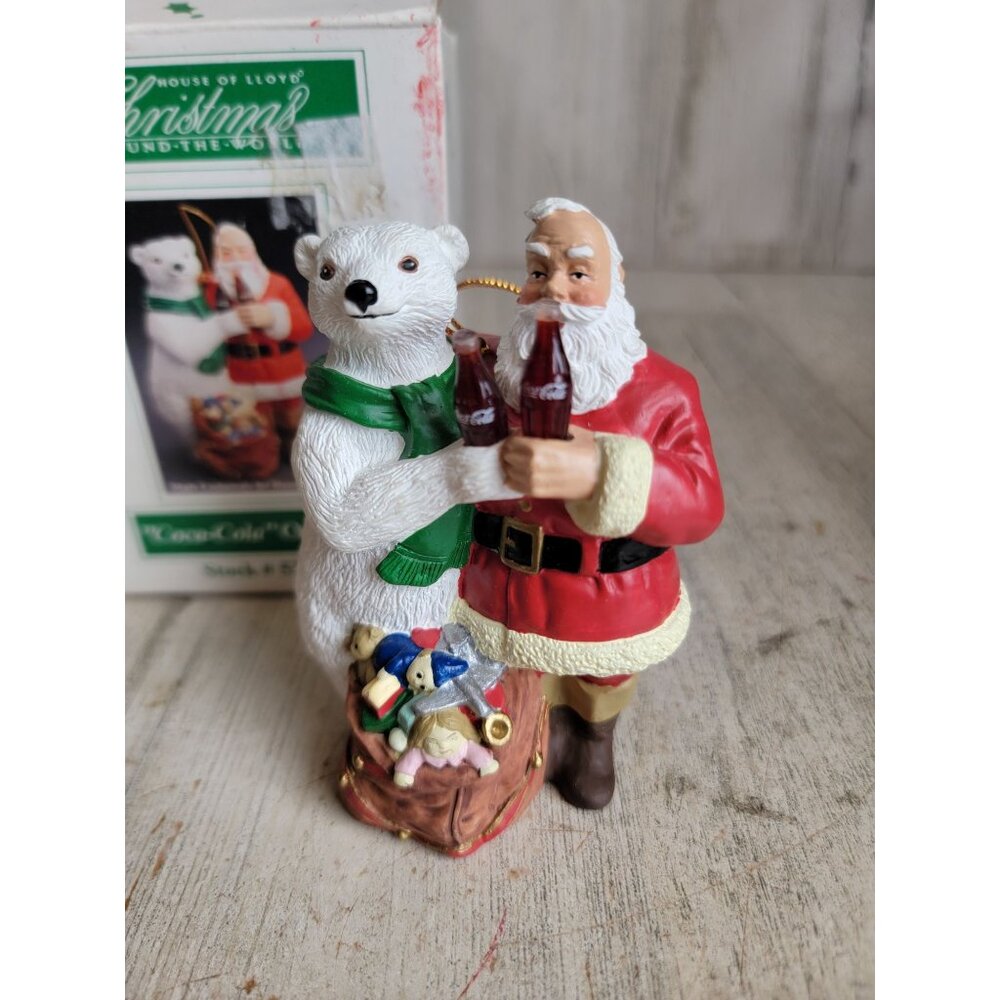Polar bear Santa Claus Coca-Cola ornament‎ Xmas vintage